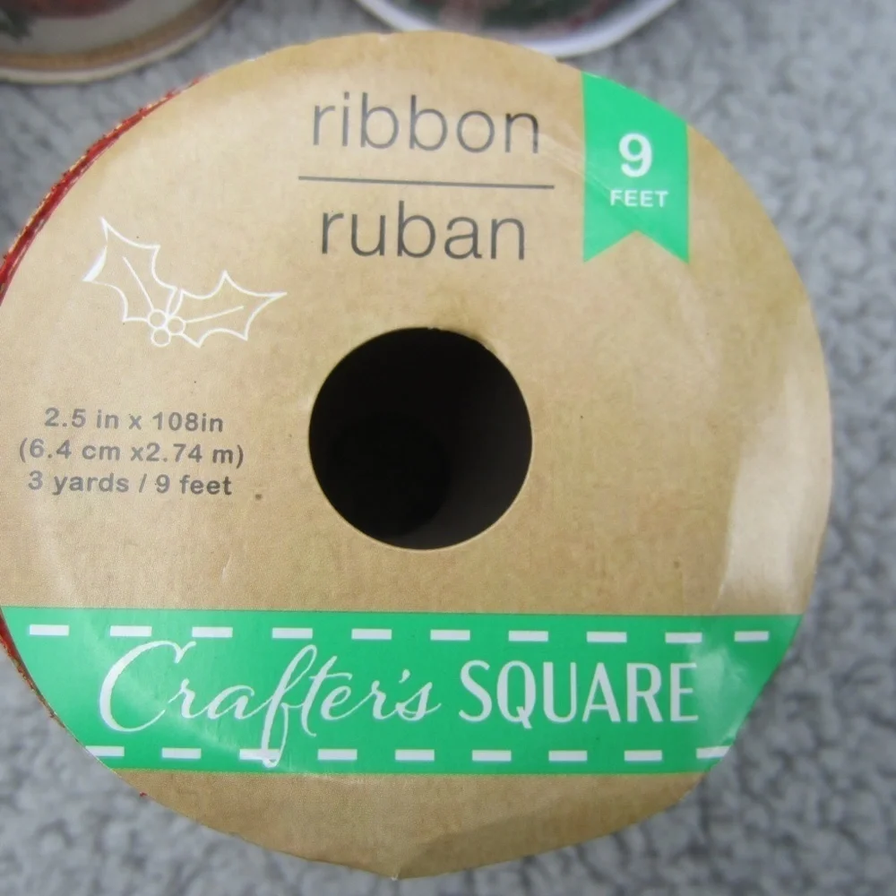 Christmas Ribbon Rolls Lot of 10 Crafts Holiday DIY Sewing Wrapping Gifts Bows N